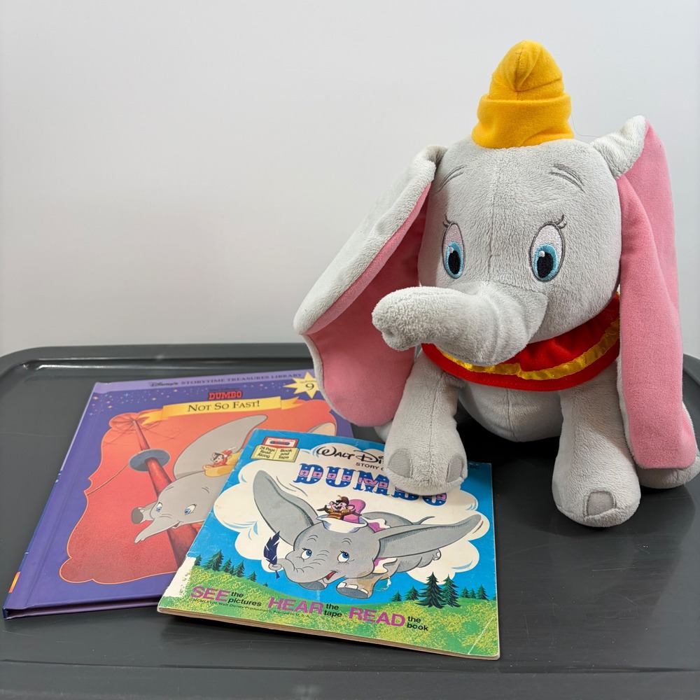 Disney Dumbo Plush Kohl's Cares & 2 Storybooks Not So Fast Read Along Set